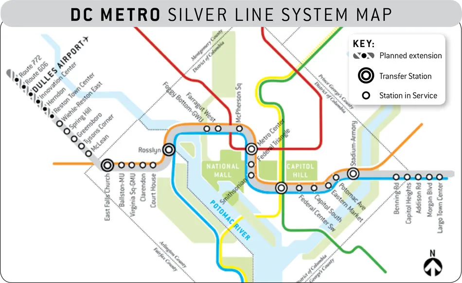 Washington DC Metro Silver Line Map